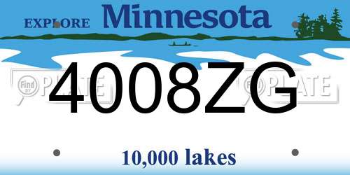 4008ZG Minnesota License Plate