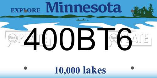 400BT6 Minnesota License Plate