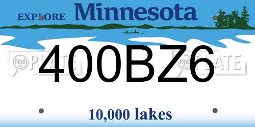 400BZ6 Minnesota License Plate