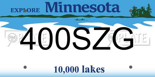 400SZG Minnesota License Plate