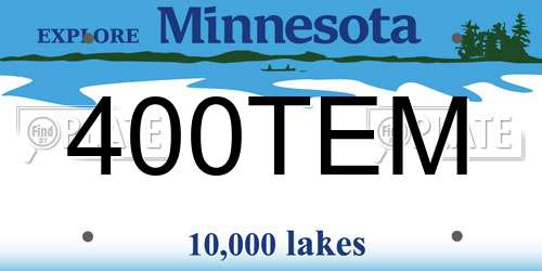 400TEM Minnesota License Plate