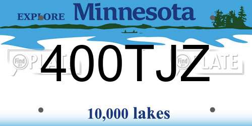400TJZ Minnesota License Plate