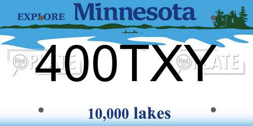 400TXY Minnesota License Plate