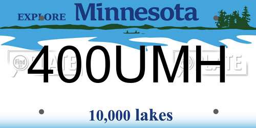 400UMH Minnesota License Plate