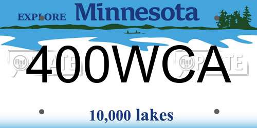 400WCA Minnesota License Plate