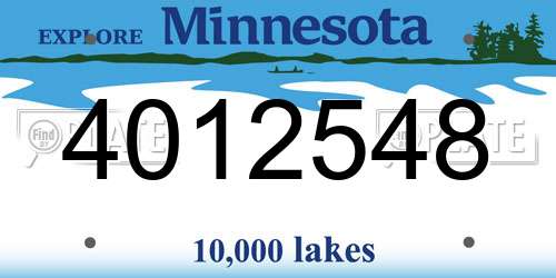 4012548 Minnesota License Plate