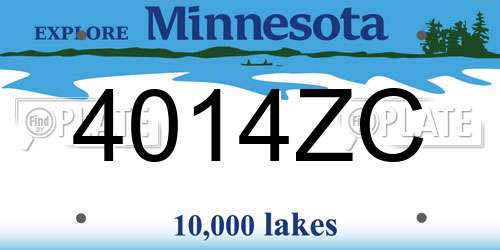 4014ZC Minnesota License Plate