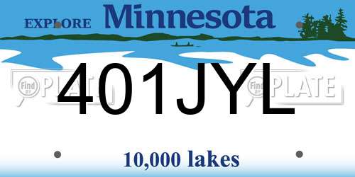 401JYL Minnesota License Plate