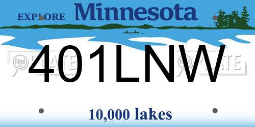 401LNW Minnesota License Plate