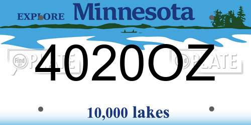 4020OZ Minnesota License Plate