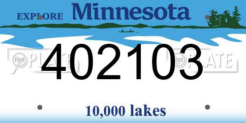 402103 Minnesota License Plate