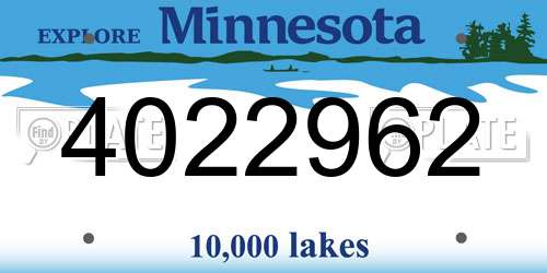 4022962 Minnesota License Plate