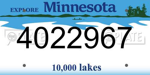 4022967 Minnesota License Plate