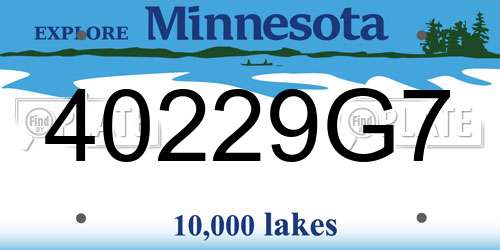 40229G7 Minnesota License Plate