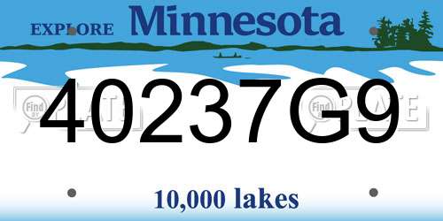 40237G9 Minnesota License Plate