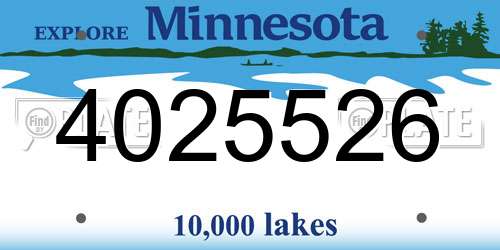 4025526 Minnesota License Plate