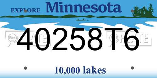 40258T6 Minnesota License Plate