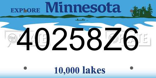 40258Z6 Minnesota License Plate
