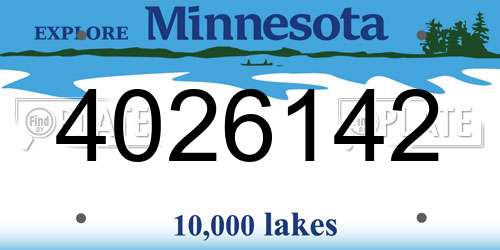 4026142 Minnesota License Plate