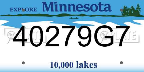 40279G7 Minnesota License Plate