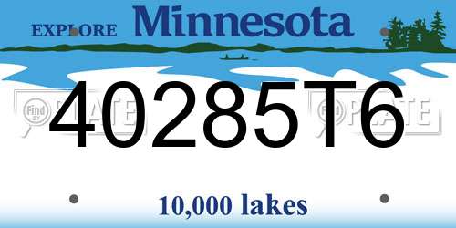 40285T6 Minnesota License Plate