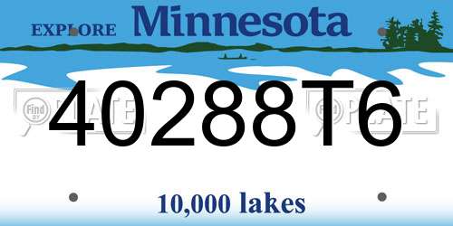 40288T6 Minnesota License Plate