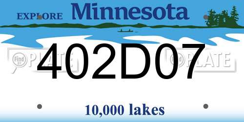402D07 Minnesota License Plate