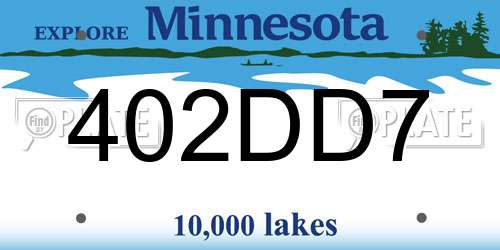 402DD7 Minnesota License Plate