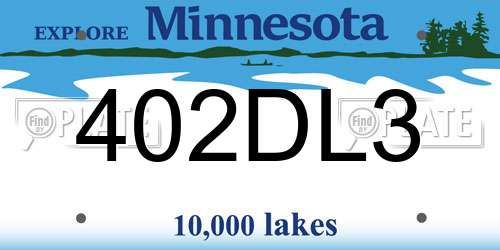 402DL3 Minnesota License Plate