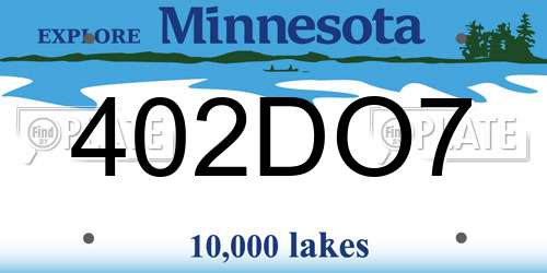 402DO7 Minnesota License Plate