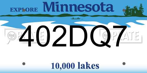 402DQ7 Minnesota License Plate