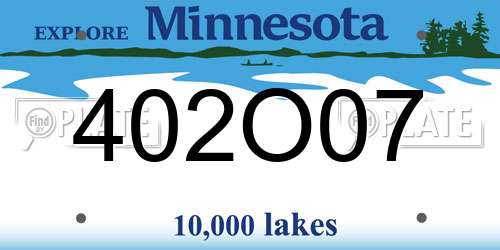 402O07 Minnesota License Plate