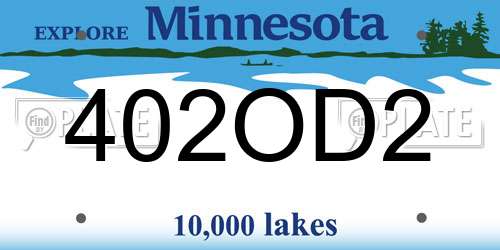 402OD2 Minnesota License Plate