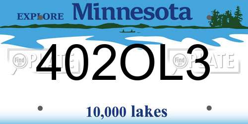 402OL3 Minnesota License Plate