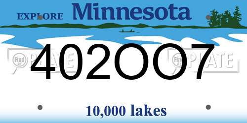 402OO7 Minnesota License Plate