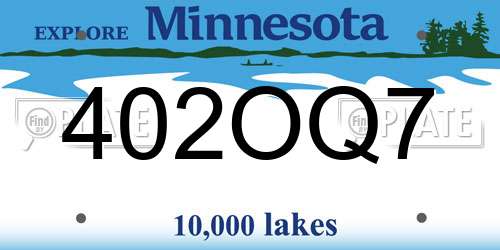 402OQ7 Minnesota License Plate