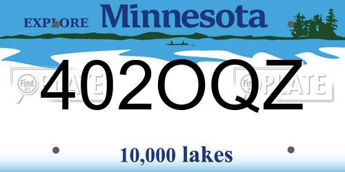 402OQZ Minnesota License Plate