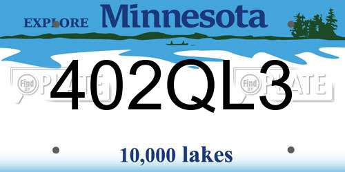 402QL3 Minnesota License Plate