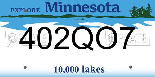 402QO7 Minnesota License Plate