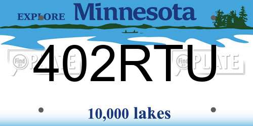 402RTU Minnesota License Plate