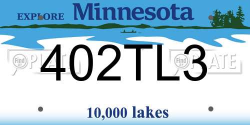 402TL3 Minnesota License Plate