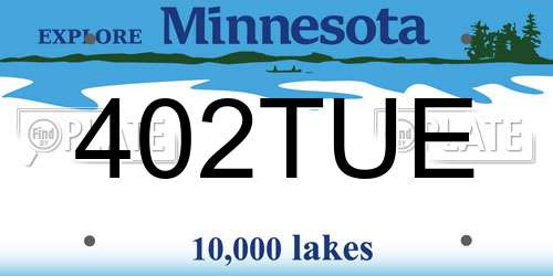 402TUE Minnesota License Plate