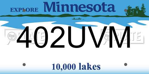 402UVM Minnesota License Plate