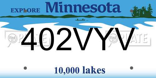 402VYV Minnesota License Plate