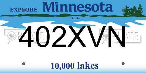 402XVN Minnesota License Plate