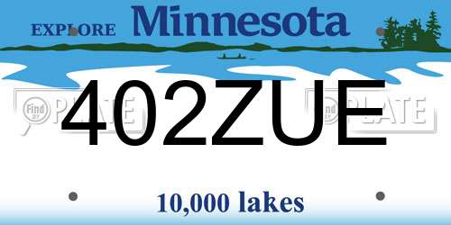 402ZUE Minnesota License Plate