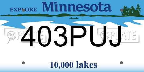 403PUJ Minnesota License Plate