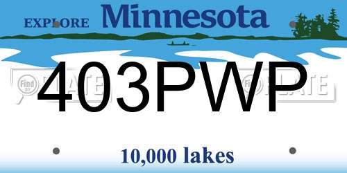 403PWP Minnesota License Plate