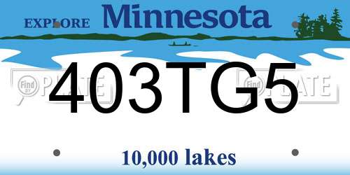 403TG5 Minnesota License Plate