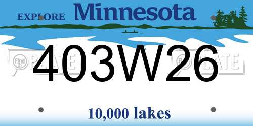 403W26 Minnesota License Plate